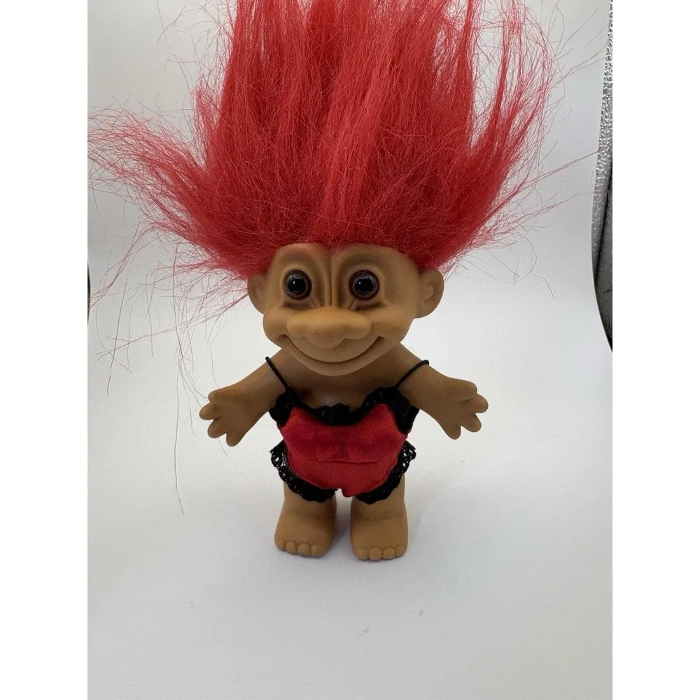 Vintage RUSS Troll Doll Sexy Valentine's Day Lingerie Red Hair 1990s 4.5
